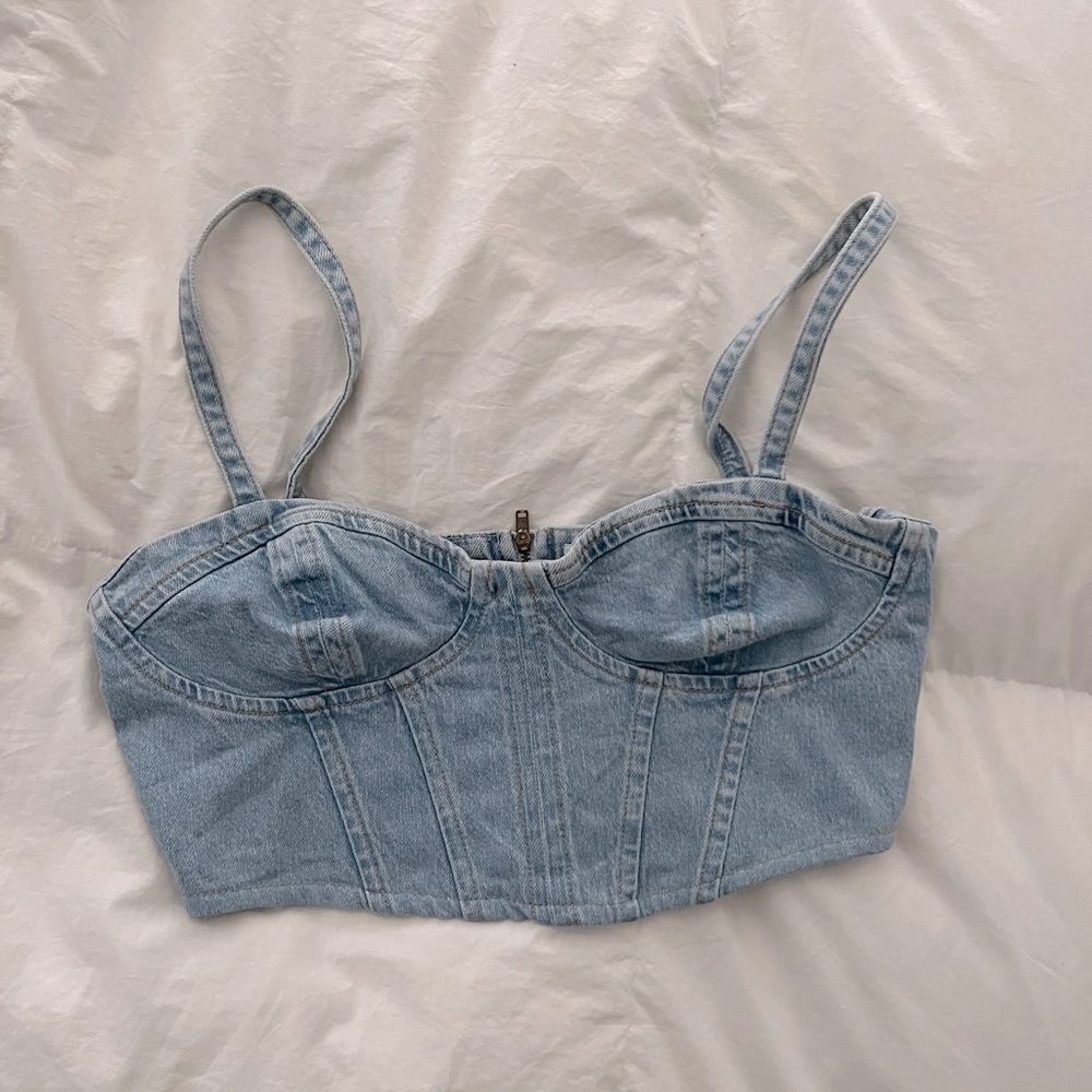 Zara denim crop bustier - size S